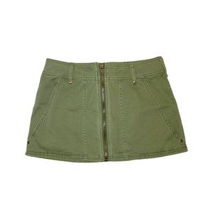 Free People Too Cool Army Green Mini Skirt Full Zipper & Pockets